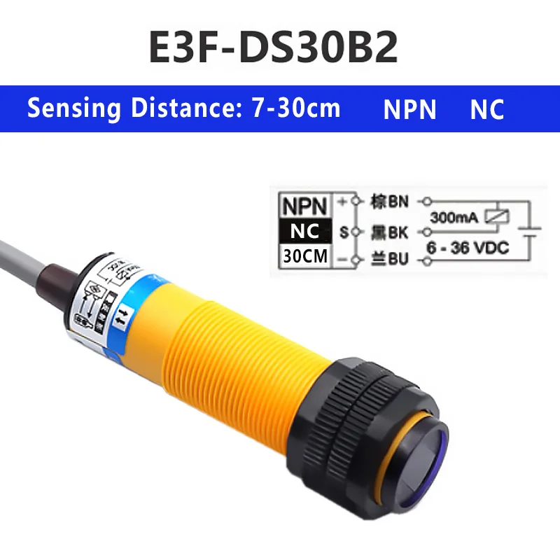 

Флуоресцентный датчик, датчик приближения, флуоресцентный переключатель, B2, P1, P2, Y1, Y2, NPN, PNP, NO NC, расстояние 7-30 см