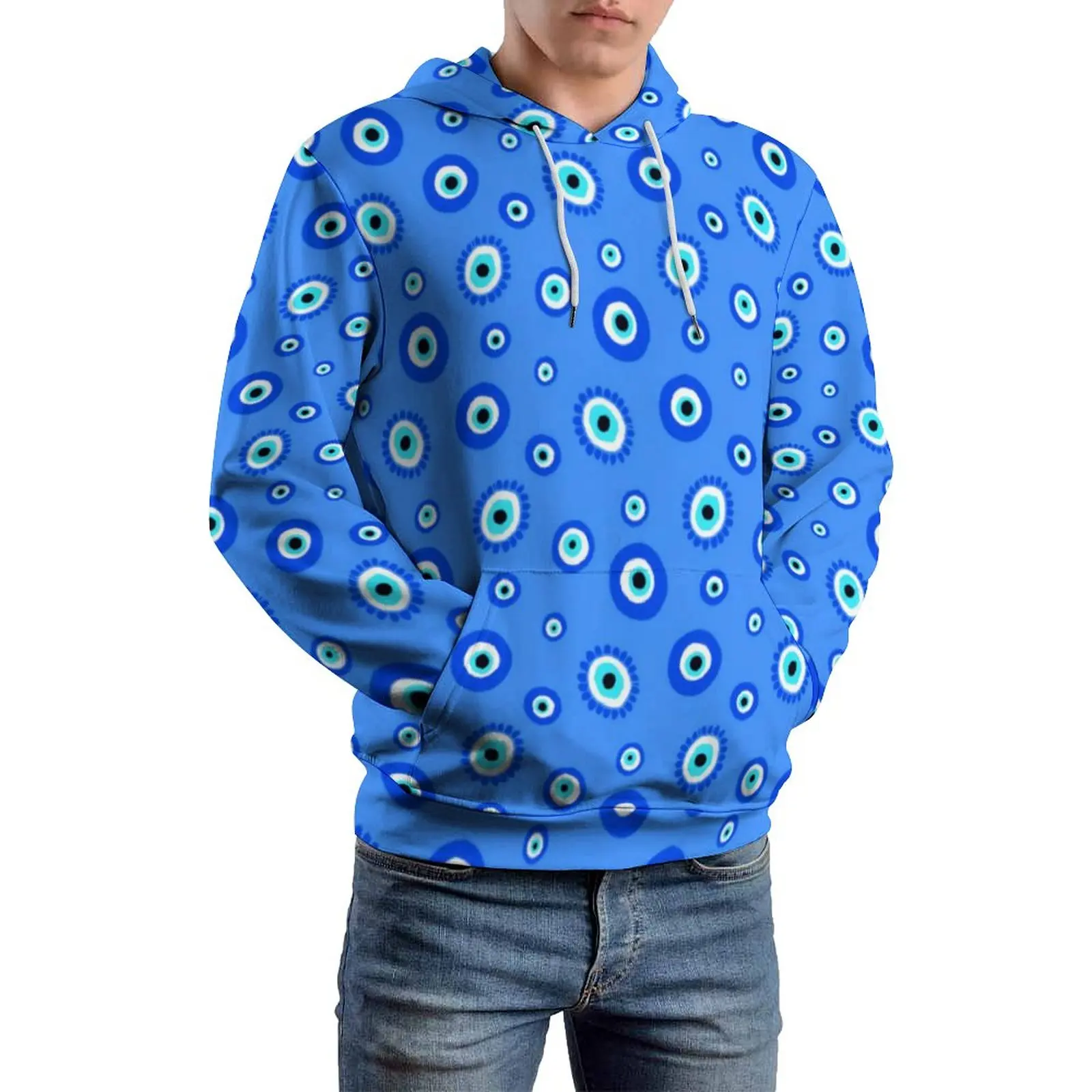 

Greek Evil Eye Casual Hoodies Male Lucky Blue Talisman Cute Hooded Sweatshirts Winter Long Sleeve Streetwear Oversized Hoodie