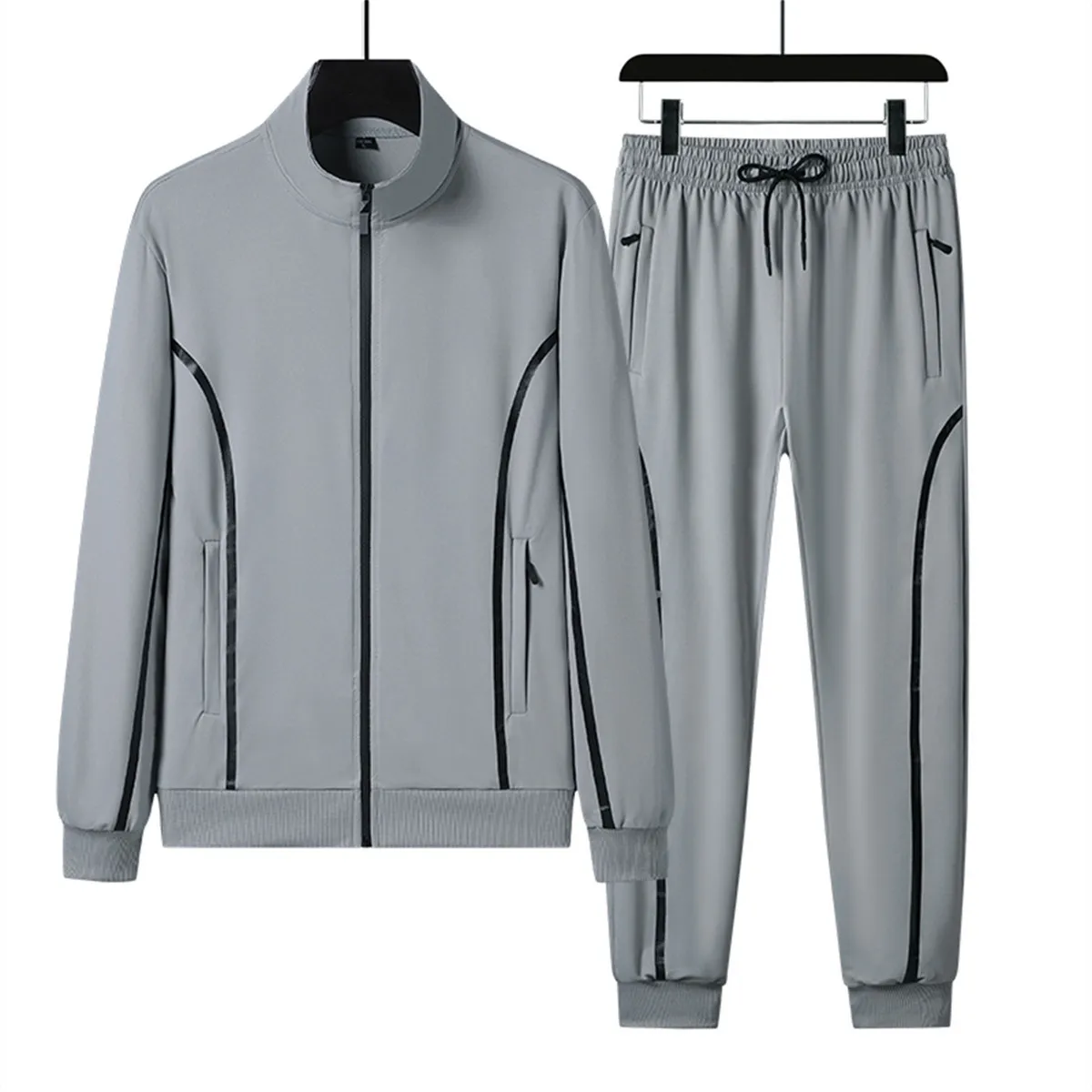 Men's spring Casual suit Fashion sports men's suit solid color Large Size 7XL cardigan jacket + trousers 2-piece set 2023 new