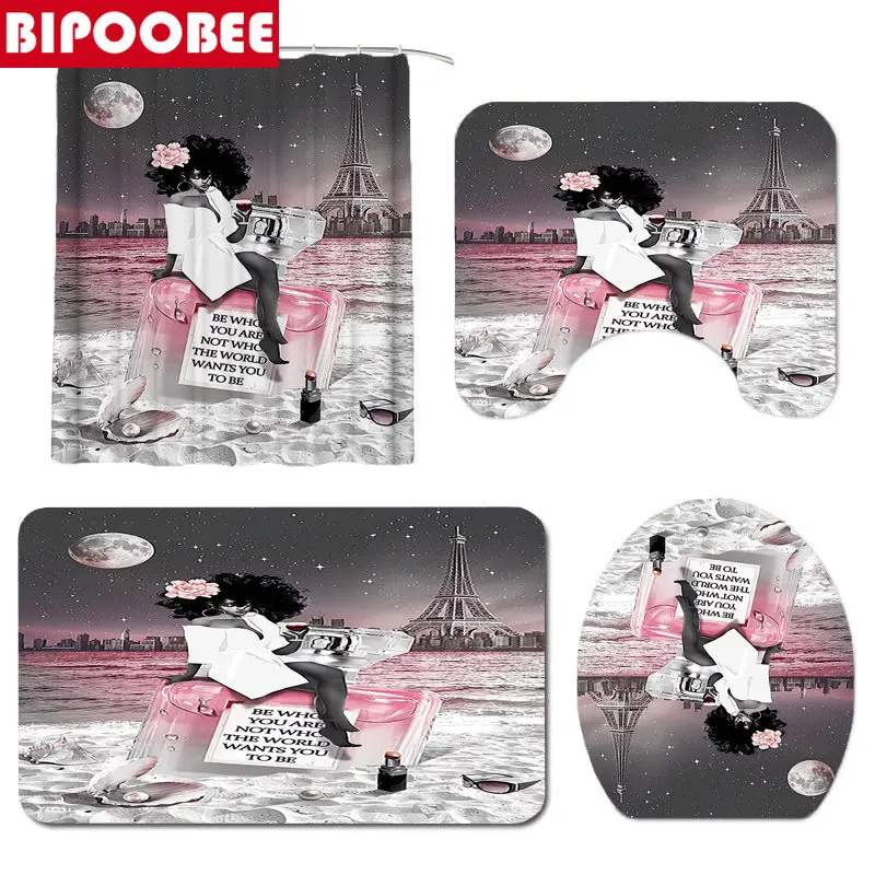 Розовая Сексуальная черная занавеска для душа девушек ванной комнаты крышка