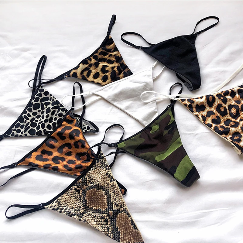 

Sexy Bikini Thongs Fashion Leopard Print Panties Seamless Low Waist Underwear Comfort Fitness Lingerie Intimates Underpants