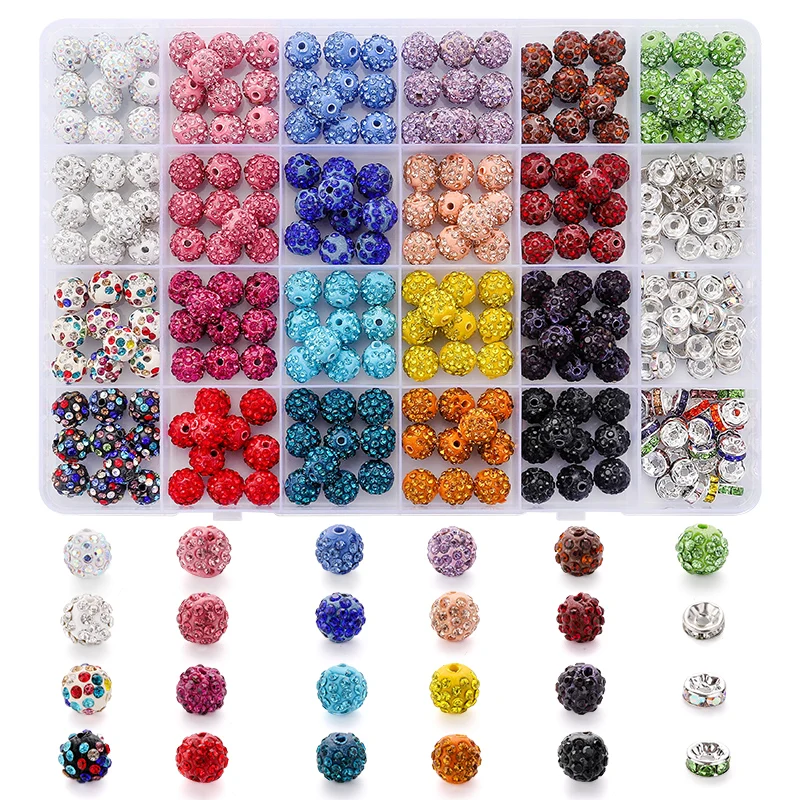 24 Цвета Бусины Со Стразами 8/10 Мм Круглые Хрустальные Блестящие Для