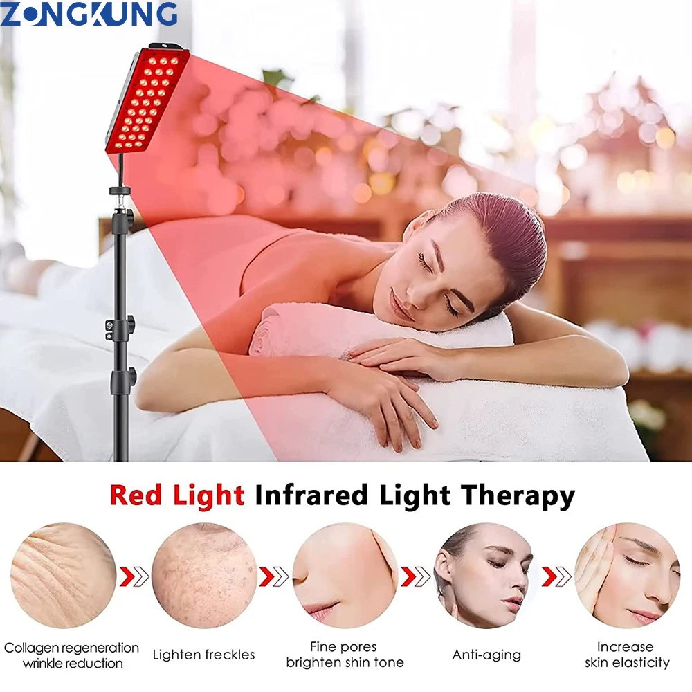 

ZONGKUNG Infrared Lamp Red Light Therapy Lamp with Stand Height Adjustable Bracket Red Light Panel for Beauty Health Body SPA