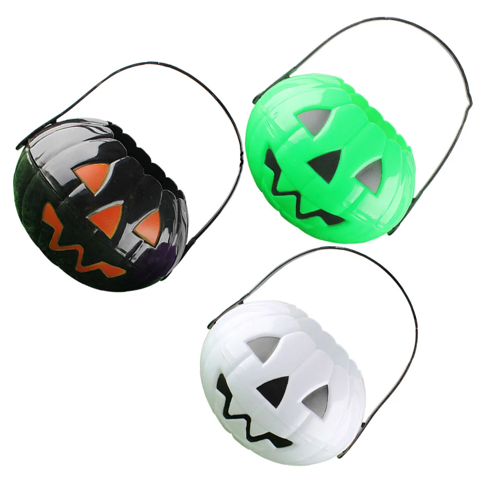 

3Pcs Bucket Pumpkin Basket for Trick or Treat Bags Candy Storage Basket Bag Bucket