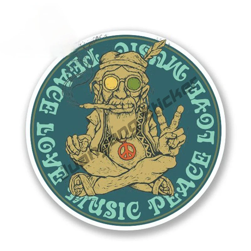 

Creativity Car Sticker Peace Love Music Sticker Funny Symbol Hippy Weed Camper Car Decal Styling Motorcycle Decor PVC13x13cm