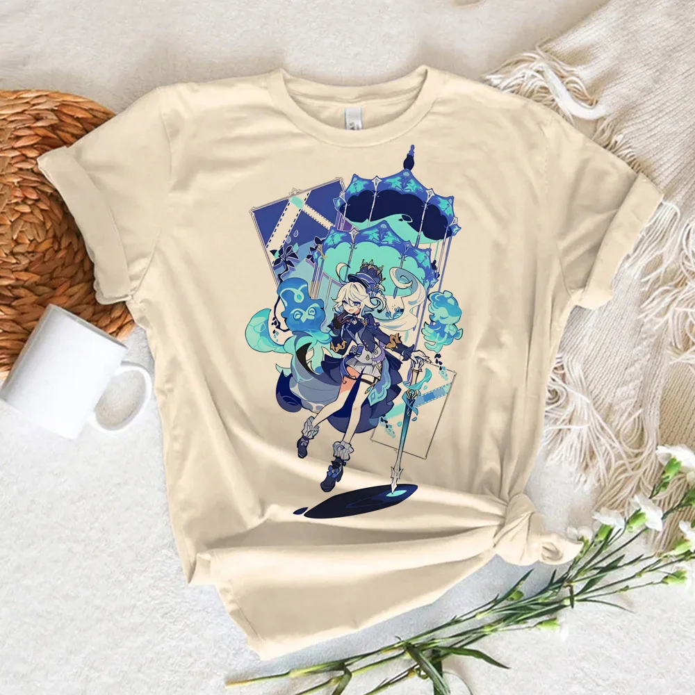 Футболка Genshin Impact Furina Женская комиксная уличная одежда футболки с рисунком манги