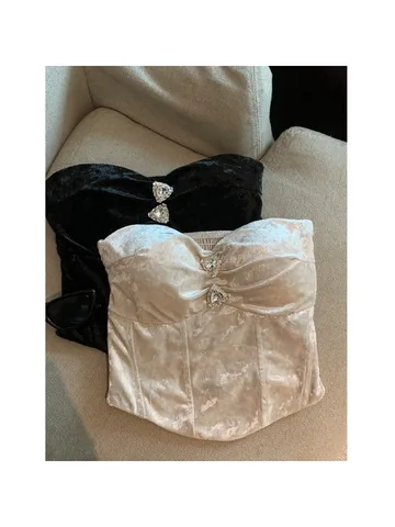 Neploe, уникальный жилет американского сексуального меньшинства, Spice Girls Advanced, винтажные майки, элегантные тонкие бархатные топы без бретелек с бриллиантами