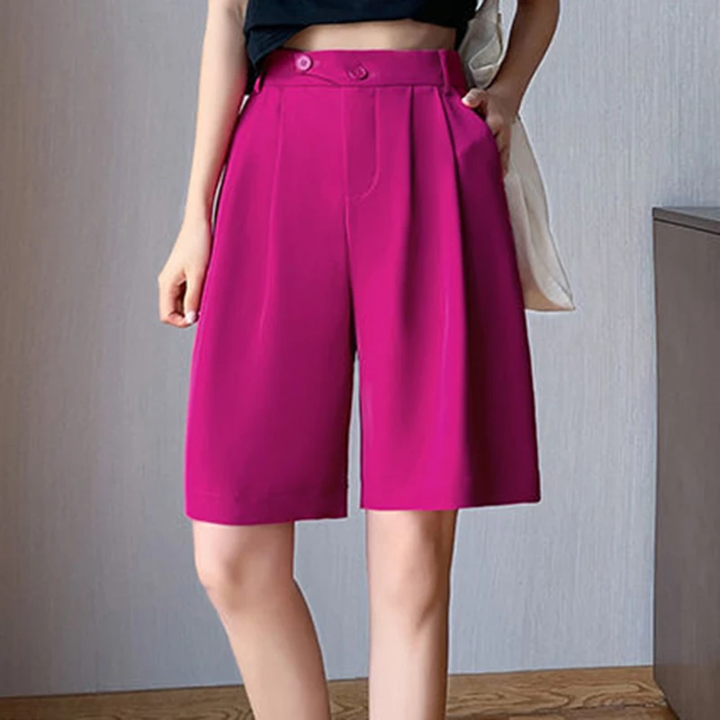 

Suit shorts women's summer thin loose casual wide-leg high-waisted straight A-line slim pants dragon