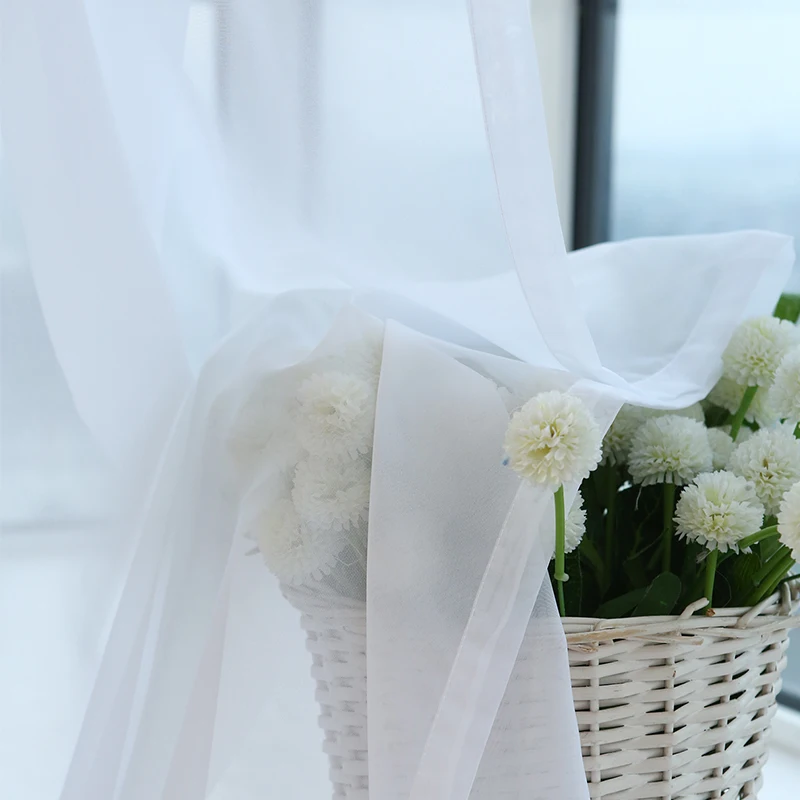 Europe Solid White Yarn Curtain Window Tulle Curtains For Living Room Kitchen Modern Window Treatments Voile Curtains Cortains 4