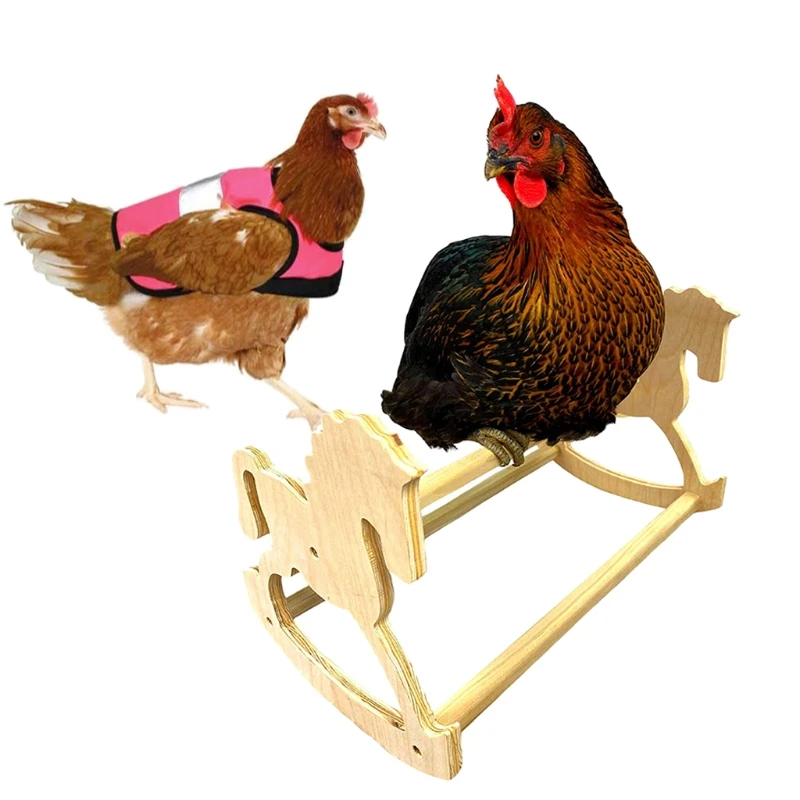 

Chicken Roosting Bar Perch Rocking Horse Bird Toy for COOP Strong Wood