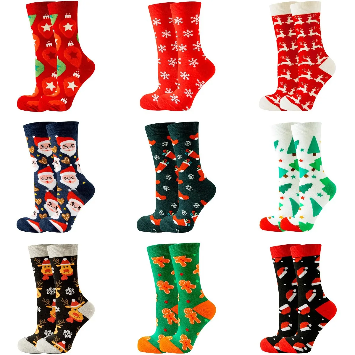 

1 пара рождественских Хлопковых Носков Kawaii Санта Лось Рождественская елка принт носки для мужчин женщин осень зима модные носки