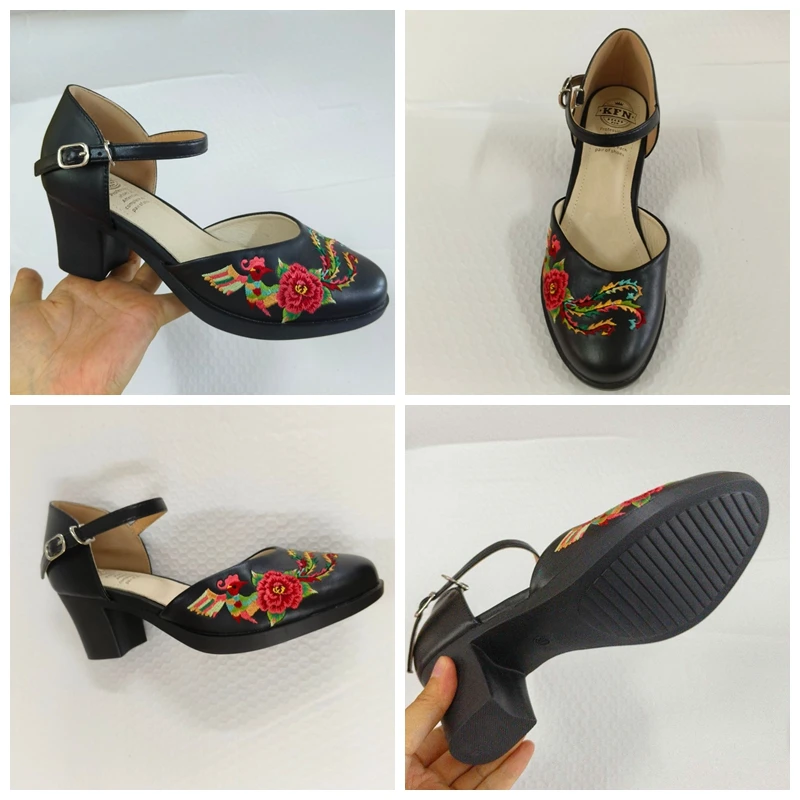 Роскошные женские туфли-лодочки из натуральной кожи на массивном каблуке 6 см