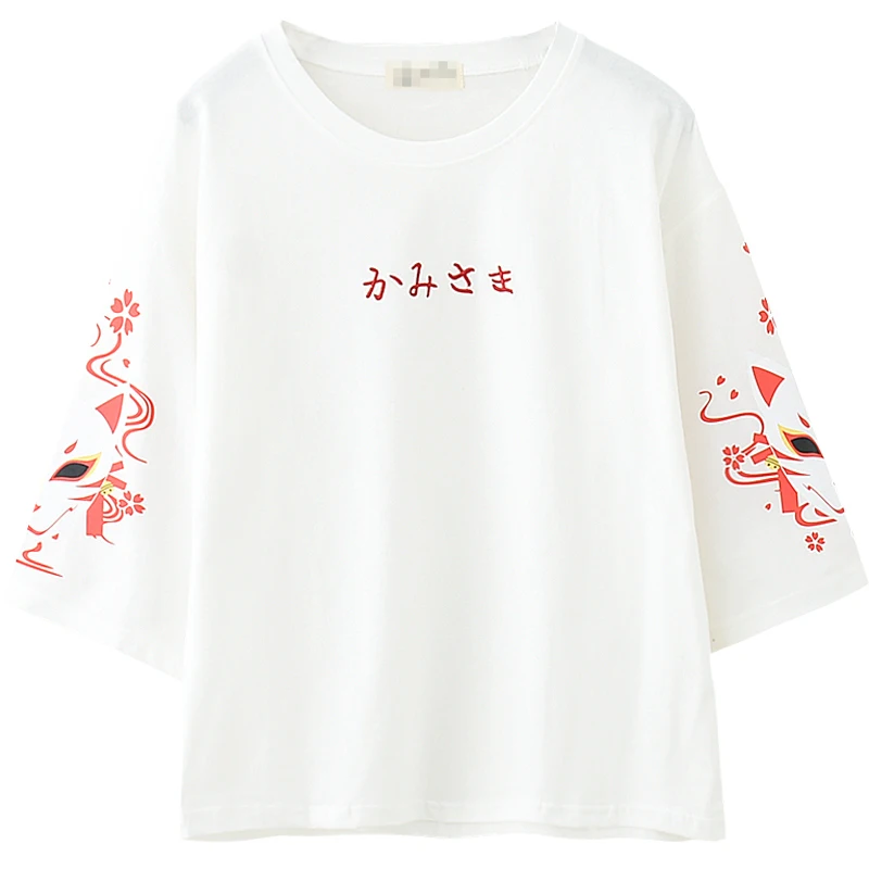 

Summer Women Cotton T-Shirt Fashion Cartoon Embroidery Base Tops Round Neck Short Sleeve Loose Female Harajuku Tops