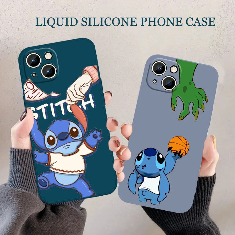 

Disney Lilo Stitch Phone Case For iPhone 6 6S 7 8 plus X XR XS 11 12 13 14 pro MAX 12 13 mini Liquid Rope Funda Cover Soft Capa