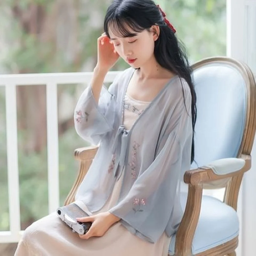 Лето 2022 женский модный солнцезащитный кардиган Hanfu женская шифоновая шелковая