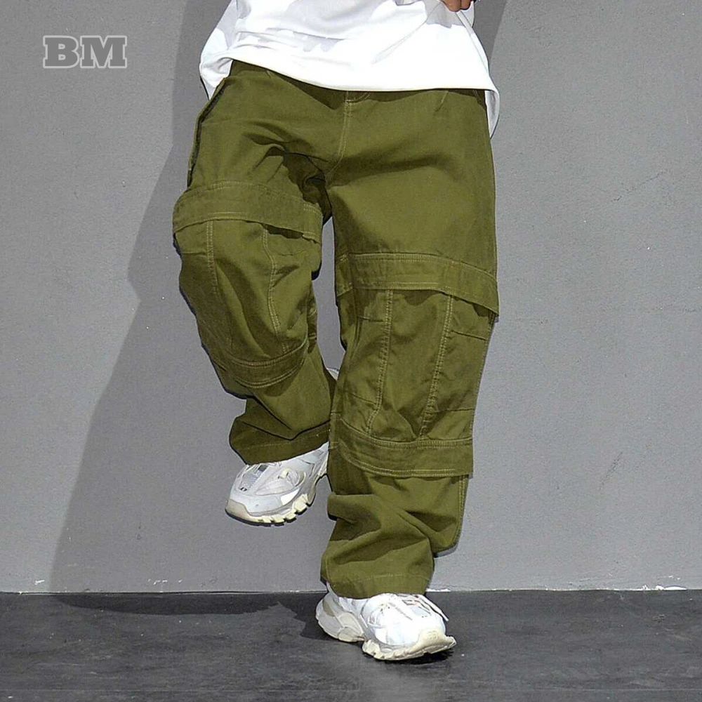 Брюки-карго мужские армейского зеленого цвета винтажные штаны в американском