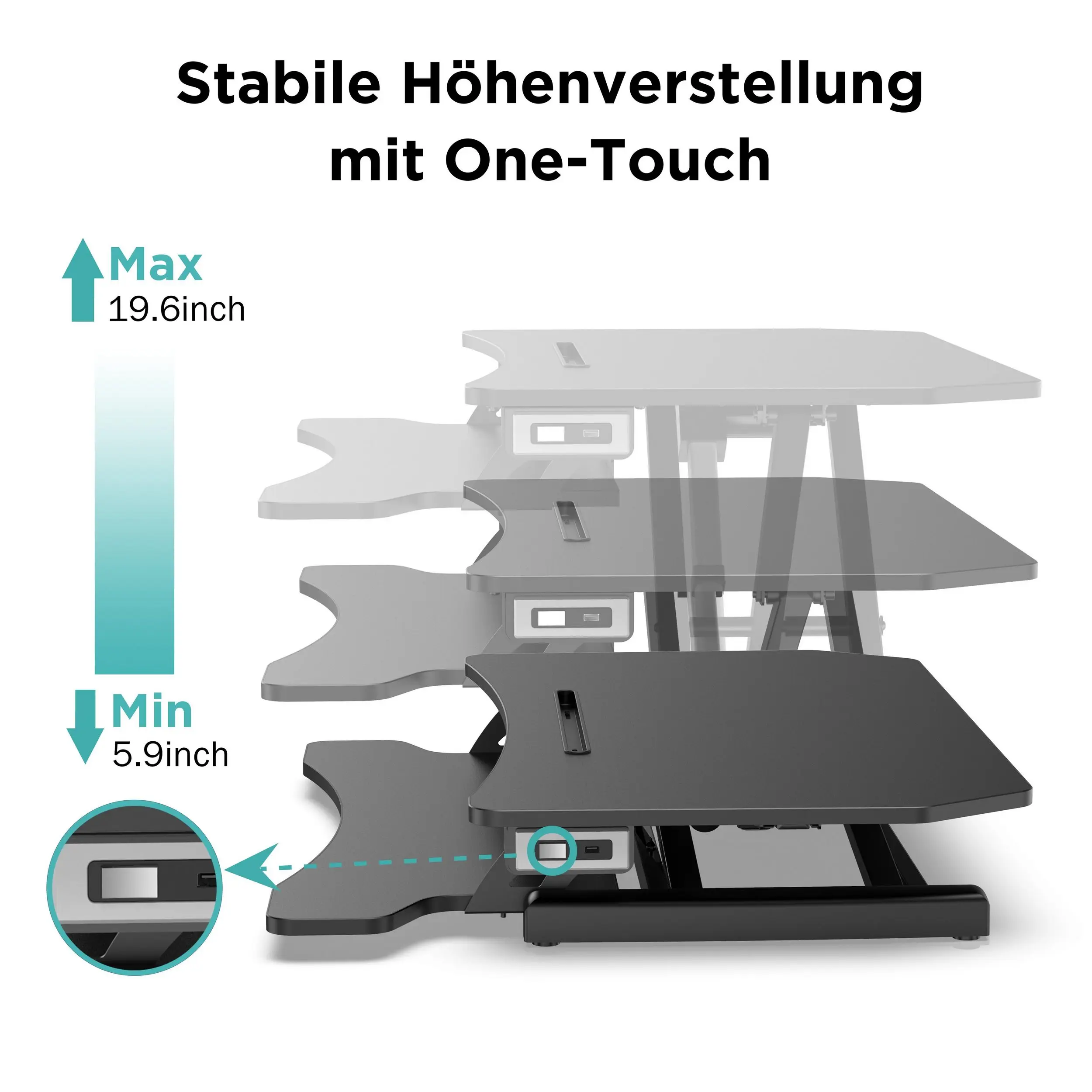 Electric Standing Desk Converter 34''/85cm Height Adjustable Laptop Table Monitor Holder with Keyboard |