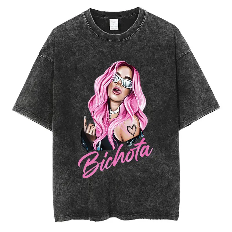 Модная футболка Karol G La Bichota в стиле хип-хоп для мужчин и женщин Повседневная
