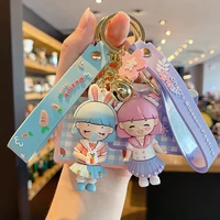 creative cartoon original three pit girl keychain female cute couple keychain car pendant bag bag ornaments wholesale