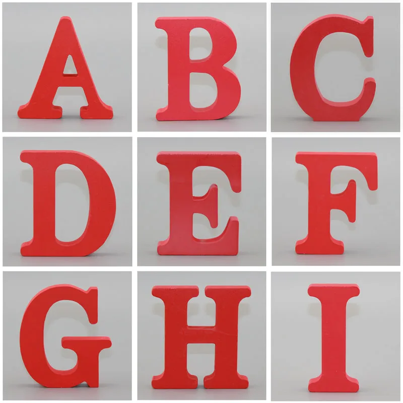 

1pc 10X10CM Red Wooden Art Craft Free Standing Wedding Heart Home Decor English Letters Alphabet Word Personalised Name Design