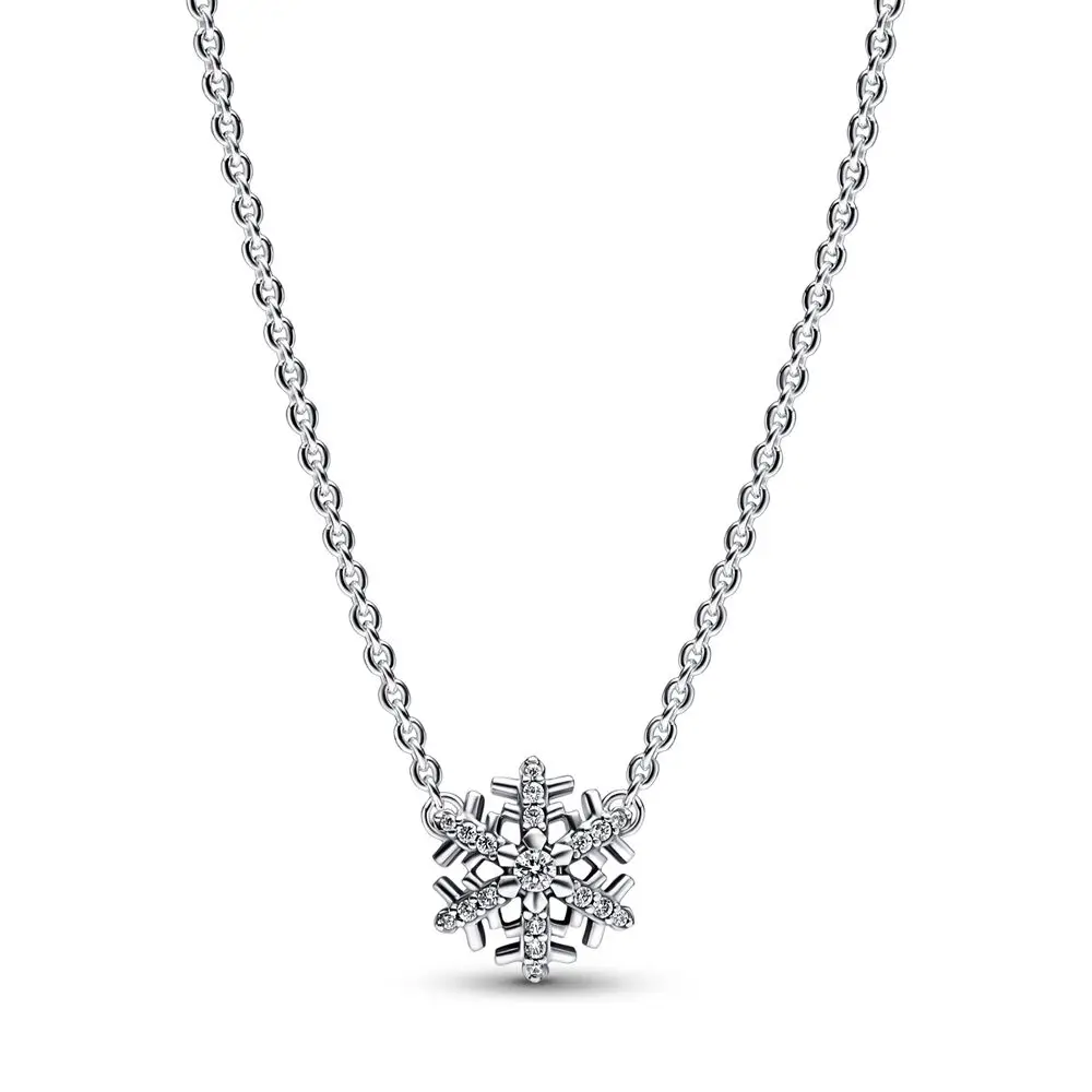 

Authentic 925 Sterling Silver Sparkling Snowflake Fashion Pendant Necklace Fit Women Bead Charm Gift DIY Jewelry