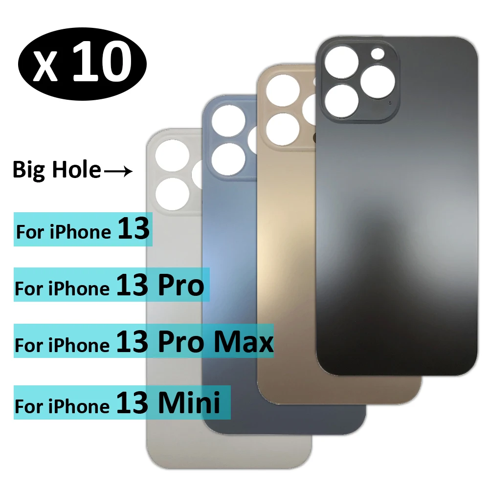 

10 шт./лот, Задняя стеклянная крышка для iPhone 13 Pro 13Pro Max Mini, корпус батарейного отсека, задняя крышка батарейного отсека