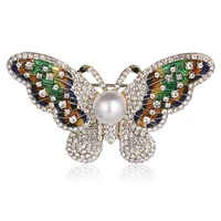 delicate rhinestone butterfly brooches women elegant pearl crystal insect brooch pins fashion wedding party jewelry accessories