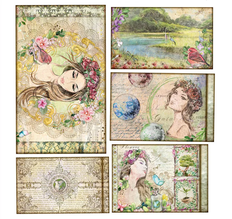 

7Pcs/Pack Vintage Mother of Nature Sticker DIY Craft Scrapbooking Album Junk Journal Decorative Stickers