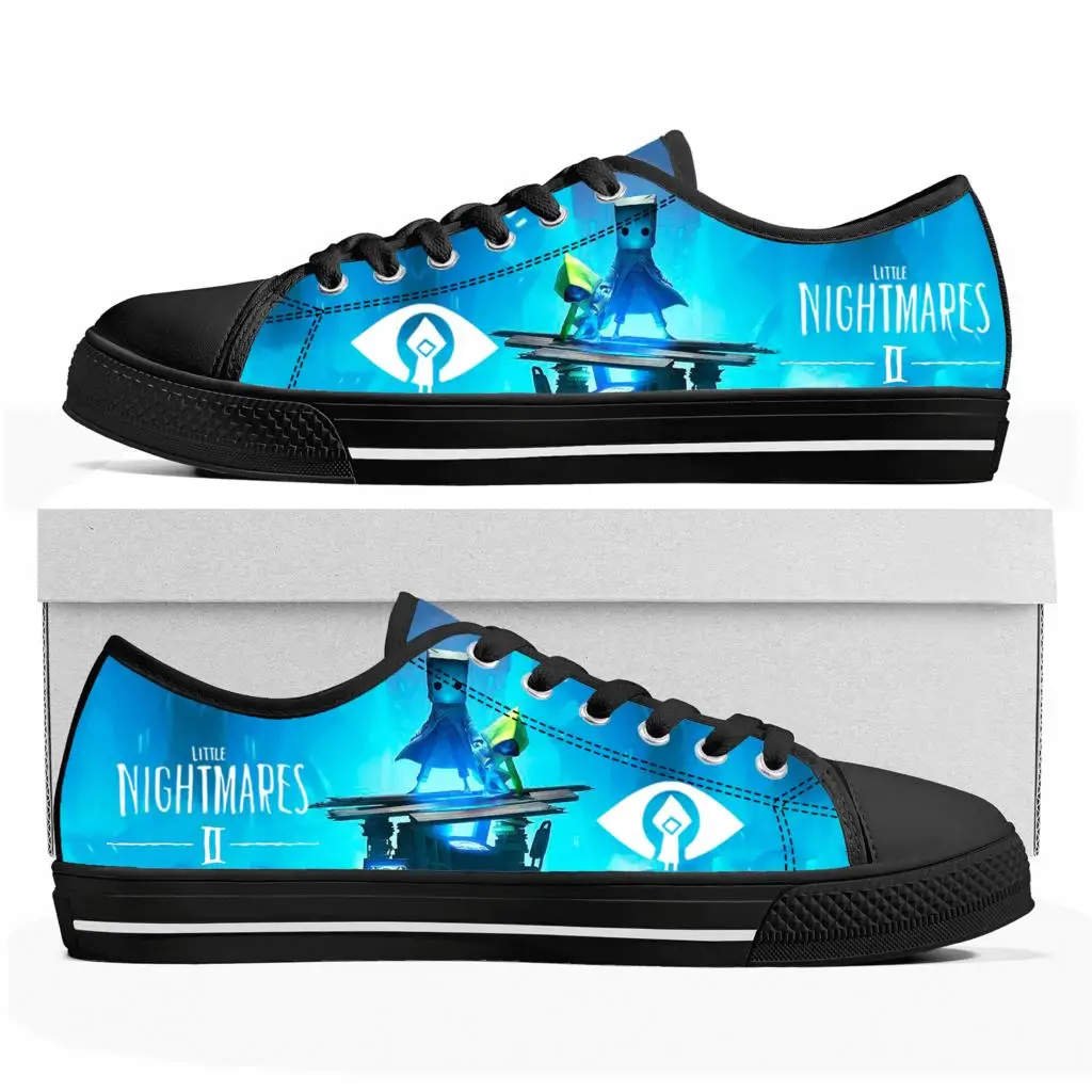 

Кроссовки с низким верхом для мужчин и женщин, холщовые ботинки с рисунком аниме «Маленький ночной кошмарс», популярная игра, для подростков, обувь для пар, на заказ