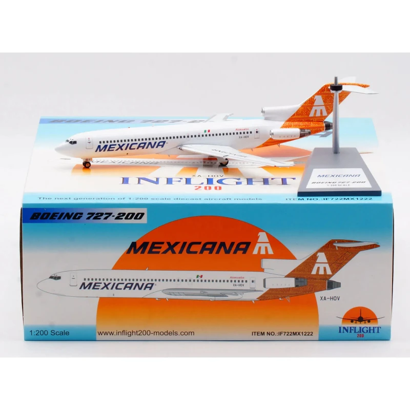 Фото Новинка 1:200, литой под давлением самолет из сплава INFLIGHT Mexicana Airlines Boeing B727-200, модель реактивного самолета XA-HOV IF722MX1222, дисплей коллекции №3