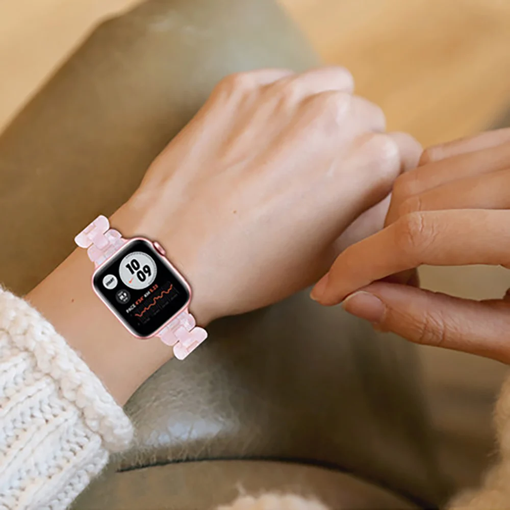 Resin Strap for Apple Watch Ultra 49mm 8 7 45mm 41mm Women Bracelet Belt Correa for iWatch Series 6 5 4 3 SE 44mm 40mm 42mm 38mm