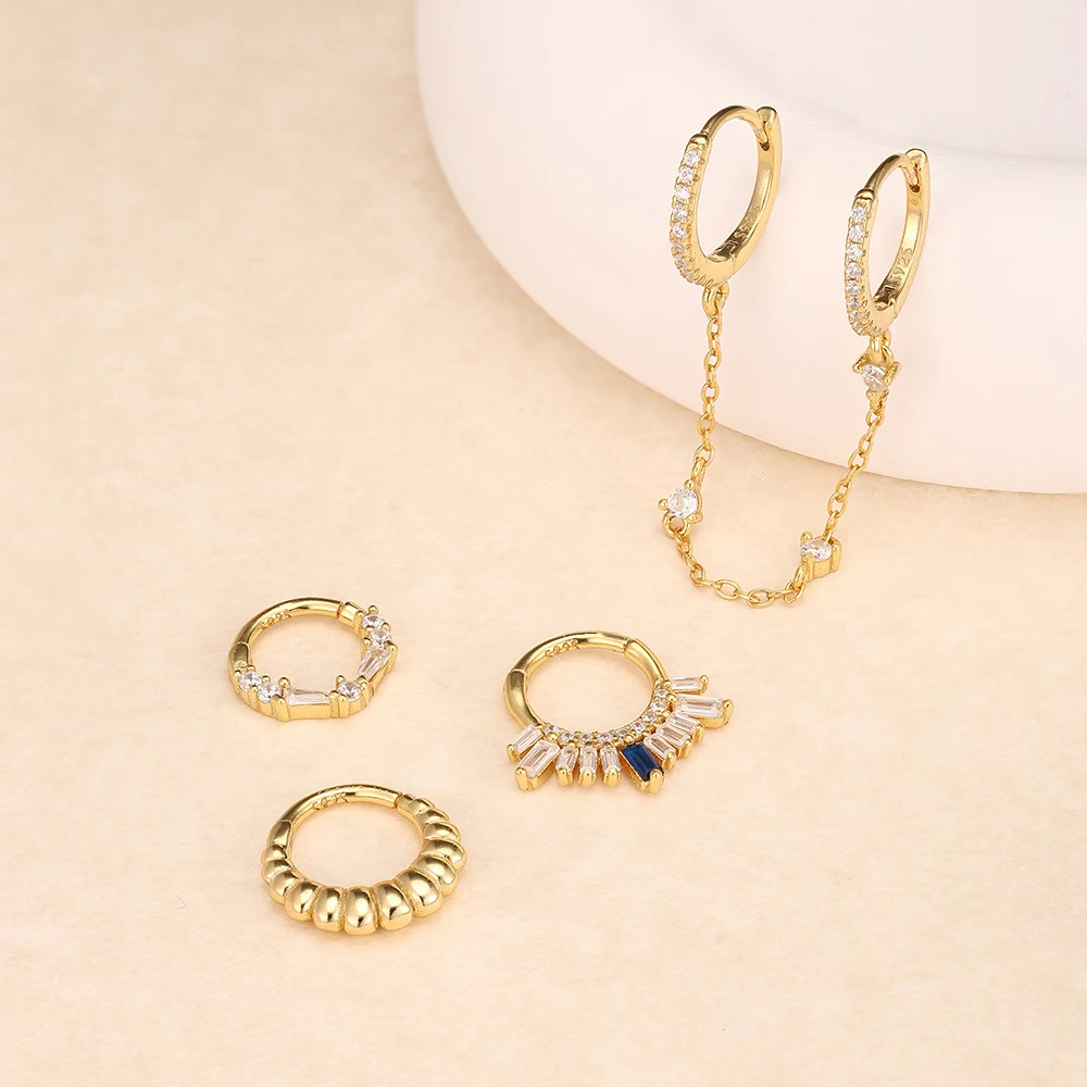 LENNIK одиночные золотые серьги женские новые серебряные глянцевые S925 жареное