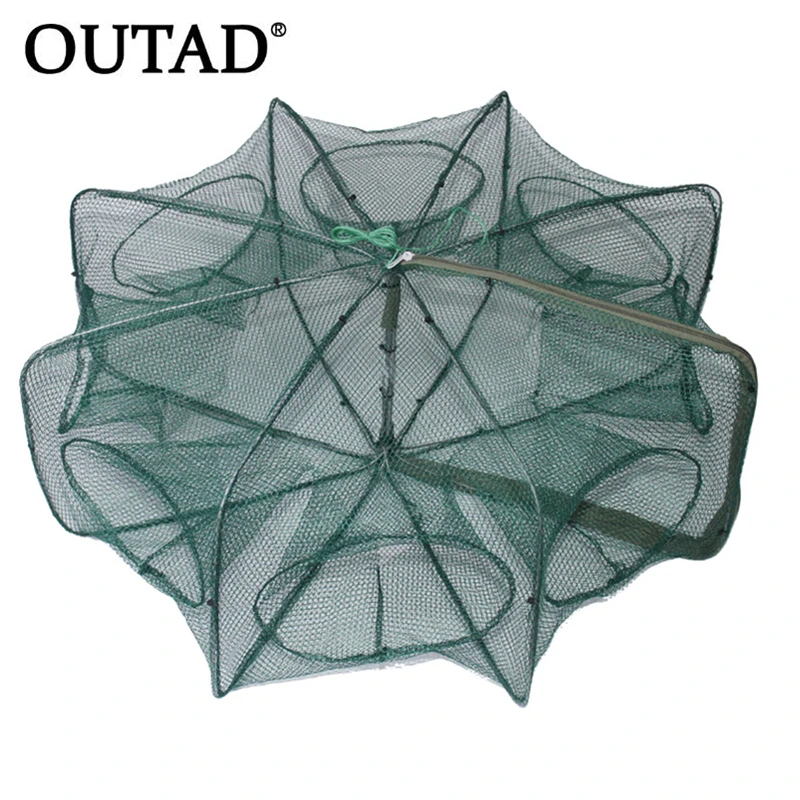 

Folded Hexagon Octagon 6/8/12 Holes Fishing Shrimp Automatic Trap Fishing Net Fish Shrimp Minnow Crab Baits Cast Mesh Trap 2022