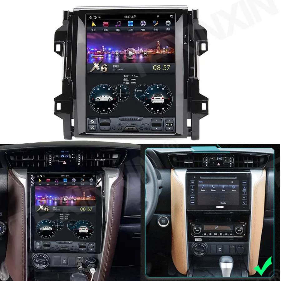 

256G For Toyota Fortuner/HILUX Revo 2015-2020 ​Android Car Radio Stereo Autoradio Tesla Style Multimedia Player GPS Navi Unit