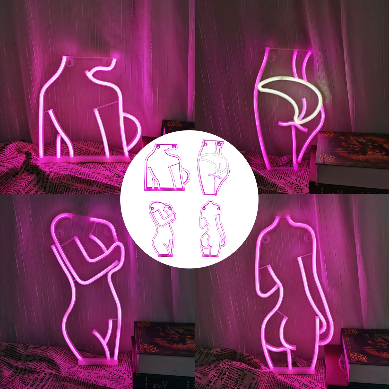 Lady Body LED Neon Sign Lights Female Model Wall Hanging Body Neon Lights For Bar Club KTV Party Home Bedroom Decor