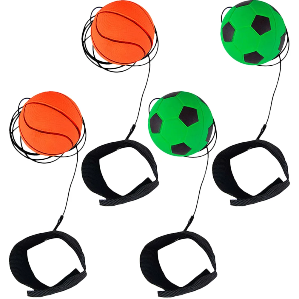

4 Pcs Wrist Bouncy Ball Soccer Gifts Football Bands Return The Rubber Balls Basketball Play Wristbands