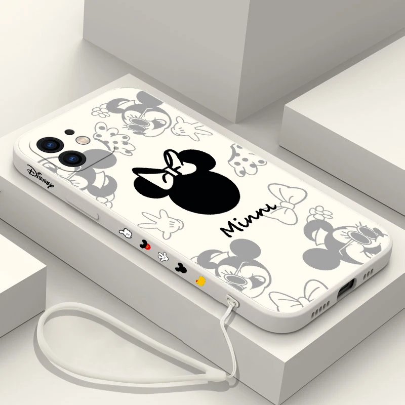

Side Print Disney Minnie Lanyard Phone Case For OPPO A7X A53 AX5 A93 A94 A35 A95 A12 A15 A15S A16 A16K A8 A72 Cover