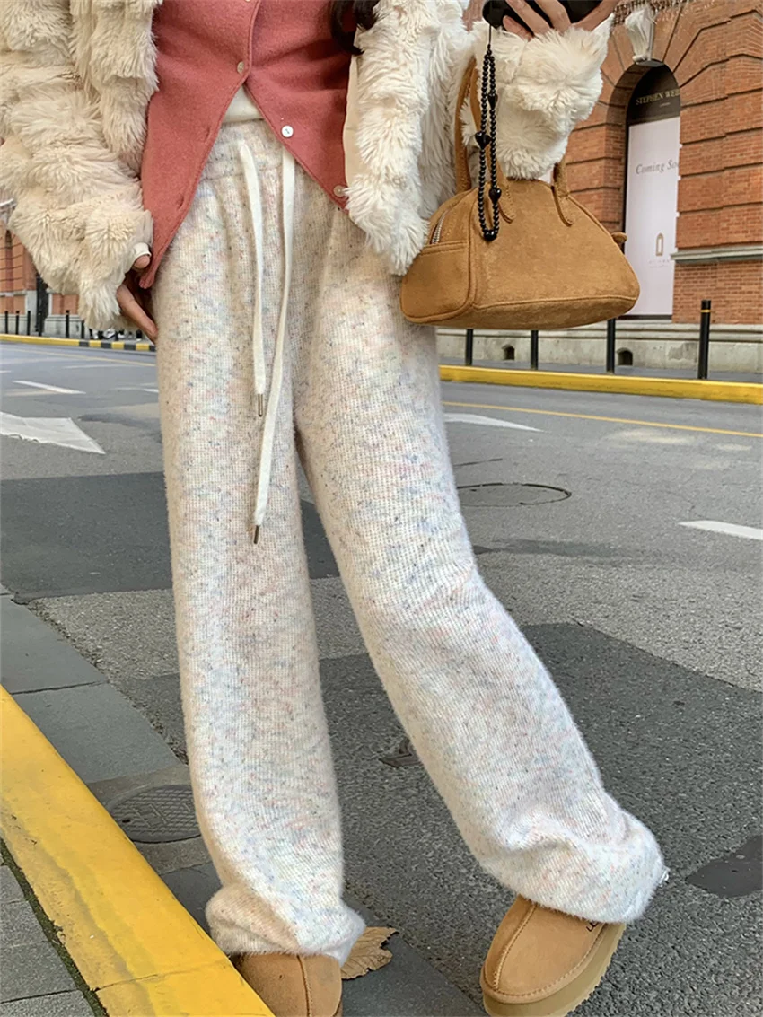 Брюки Alien Kitty женские с широкими штанинами однотонные трикотажные повседневные