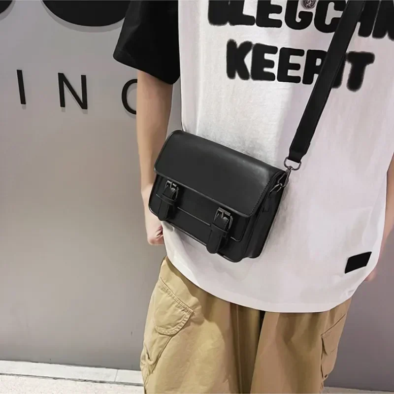 

Flap Casual Phone Shoulder Satchels Bag Black Purse for Pu Male Man Bag Small Strap Crossbody Leather
