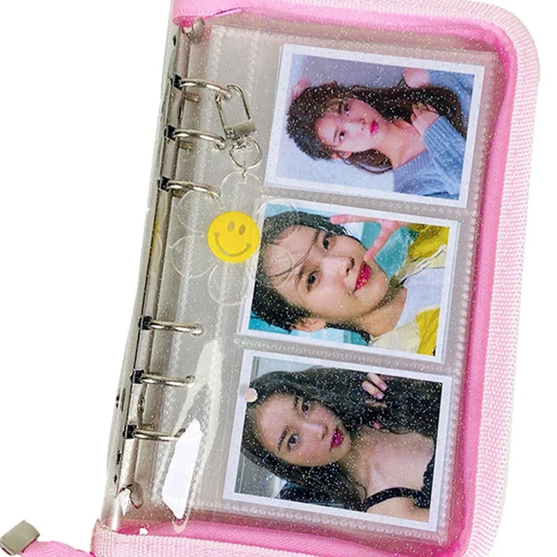 Папка на молнии с 30 шт. фоторукавами альбом Kpop блестящая папка для фотокарт