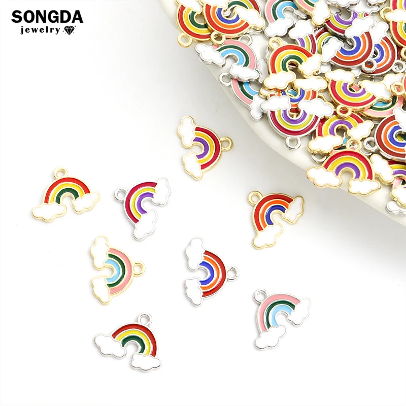 

10pcs Cartoon Rainbow Cloud Enamel Charm Cute Colorful Earrings Pendant For Jewelry Making Necklace DIY Handmade Findings Crafts