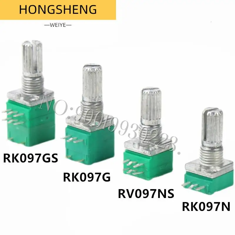 

5pcs B5K B10K B50K B100K B500K RK097 RV097NS Audio Amplifier Sealed Linear Volume Potentiometer Resistor 15mm Shaft 3/5/6/8pins