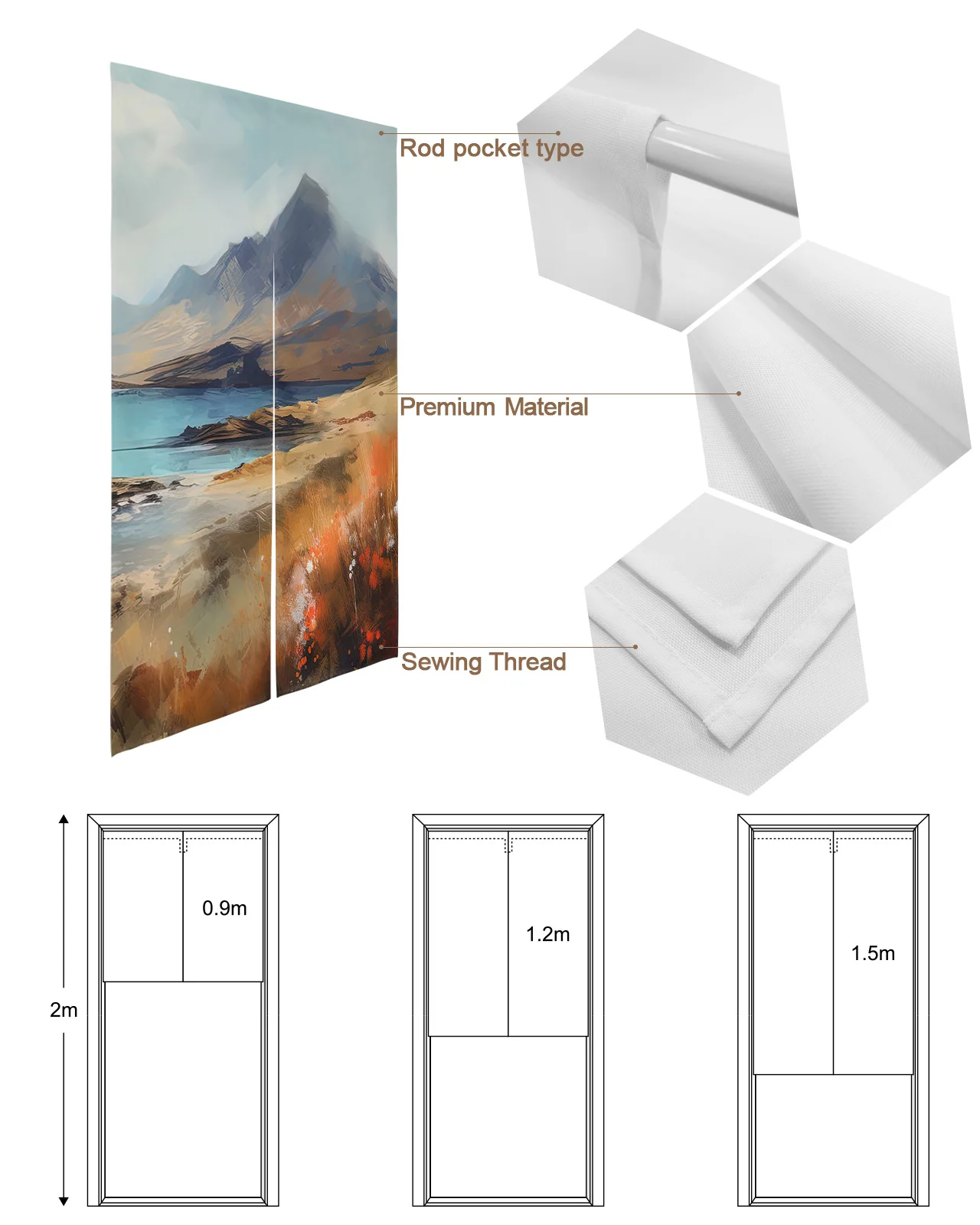 Горы облака камни картина маслом японская дверная занавеска кухонные