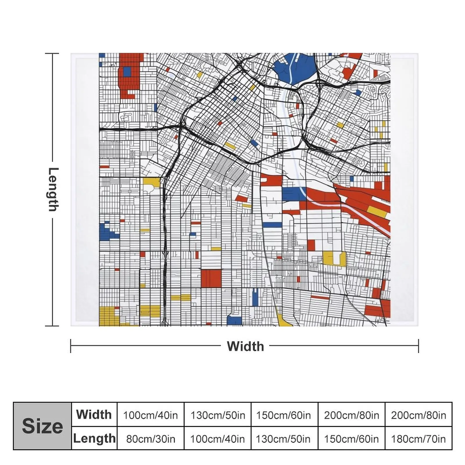 Плед с картой Лос-Анджелеса Mondrian зимнее декоративное одеяло для дивана винтажные