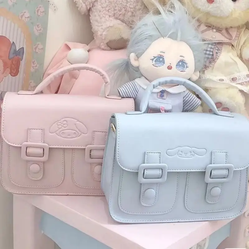 

Kuromi PU Shoulder Bags Sanrios Cinnamoroll Anime Fashion Kawaii Embroidered Cartoon Postman Casual Portable Diagonal Bag Girl