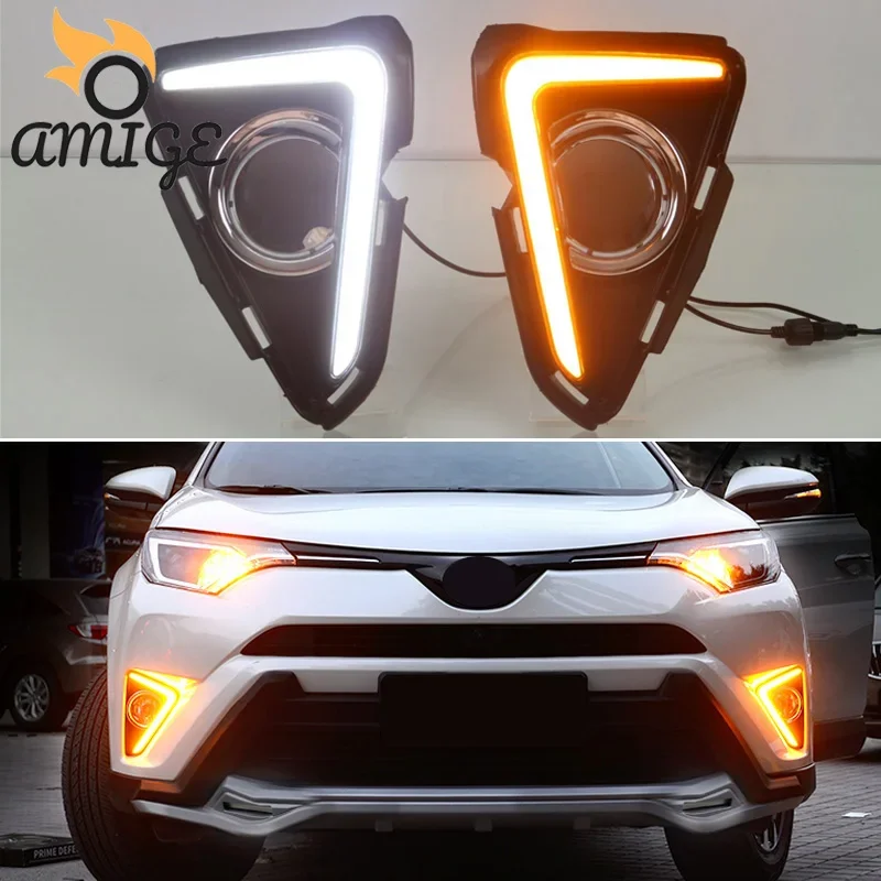 Автомобильный аксессуар светодиодные фары DRL для Toyota RAV4 2016 2017 2018 указатели