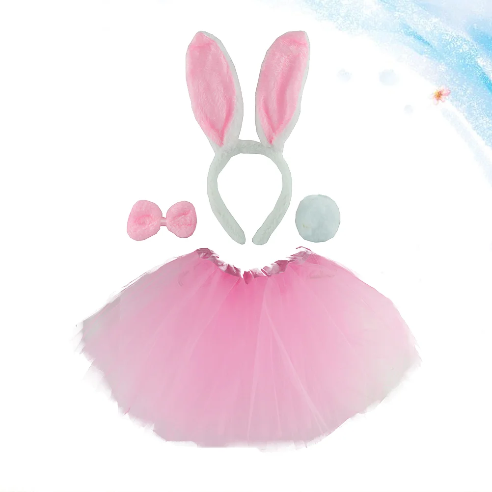 

4 Pcs Mesh Skirt Kids Makeup Headbands Ear Girl Rabbit Outfit Cosplay Costume Child Children's Place Girls Clothes