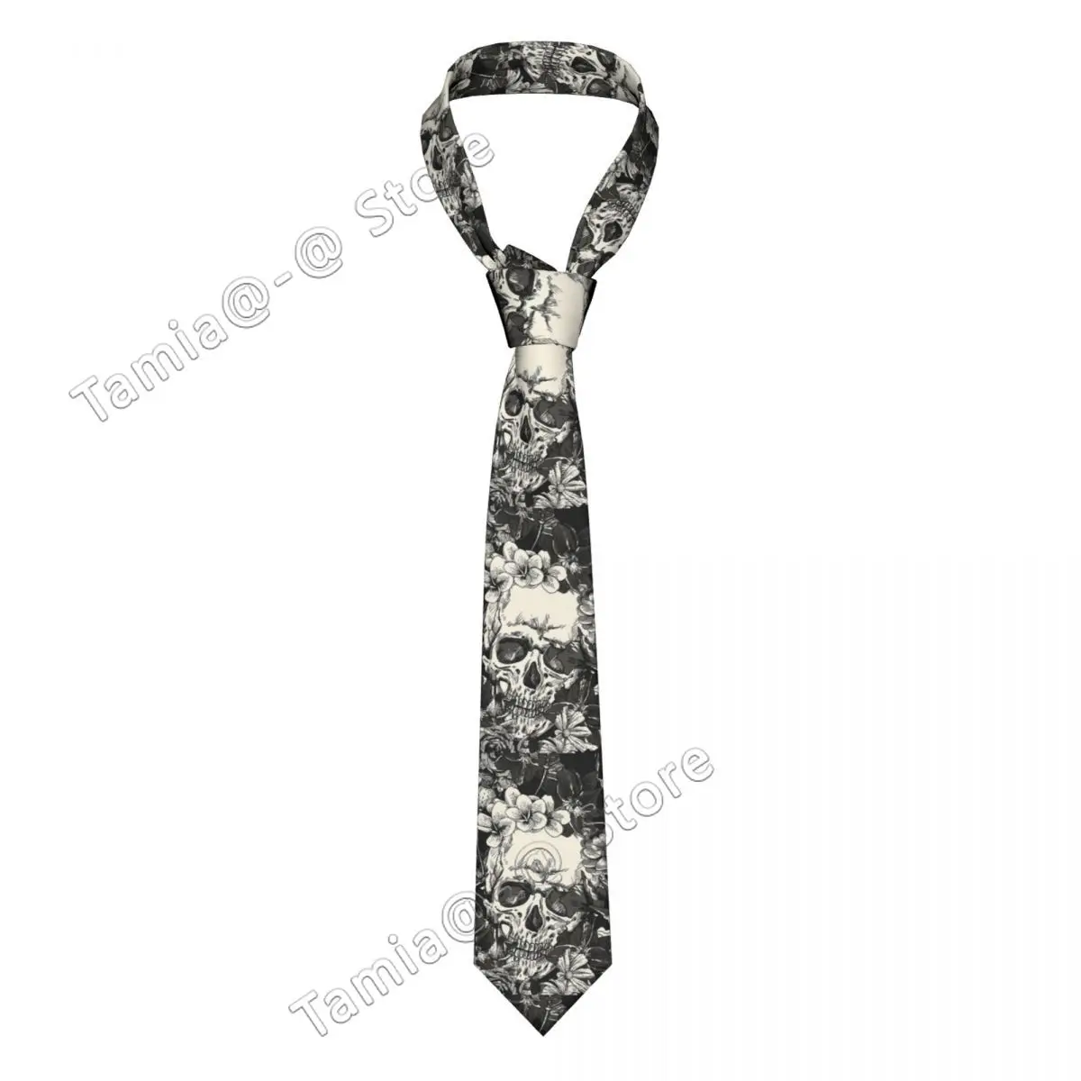 

Skull Men Necktie Skinny Polyester 8 cm Wide Skeleton Death Gothic Dark Horror Goth Neck Ties for Men Daily Wear Gravatas Party