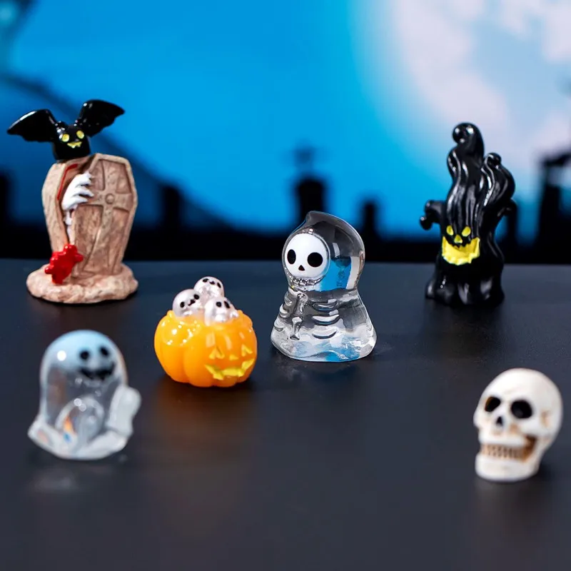 

1PC Mini Halloween Elf Garden Faceless Monster Ghost Pumpkin Figurines Home Decor Festive DIY Resin Trinkets Accessories Gifts