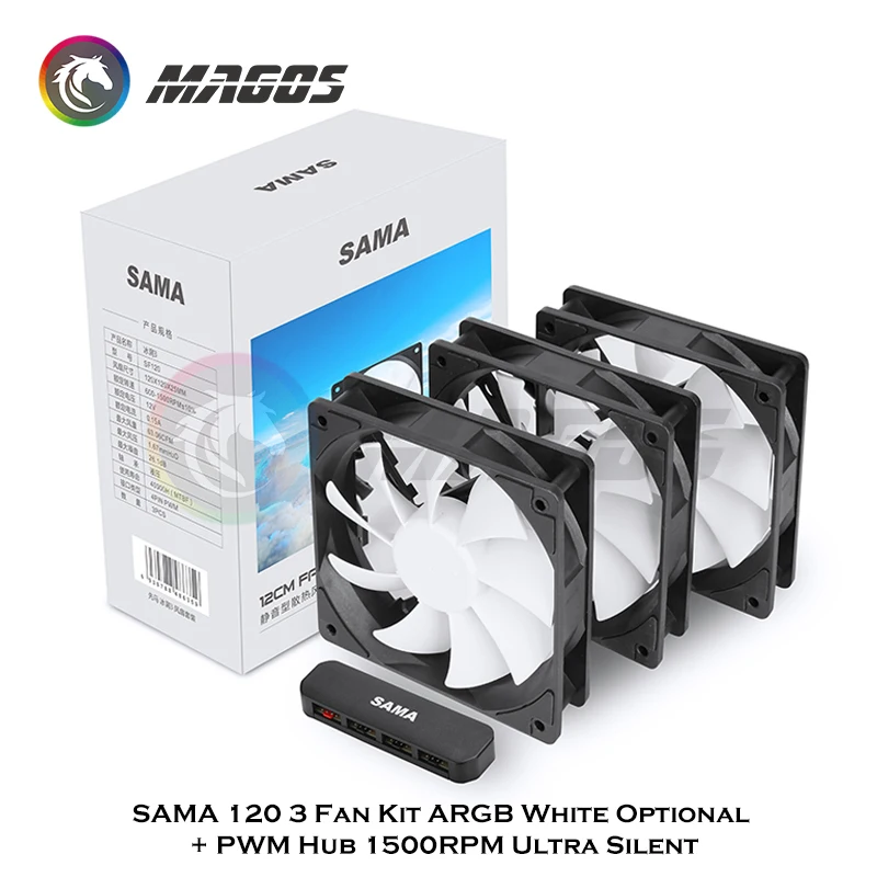 

SAMA 3pcs/set 120mm Case Fan 4Pin Ultra Silent 1500RPM Computer Case For Gamer Cabinet Quiet Cooling Fan PWM Hub CPU Radiator